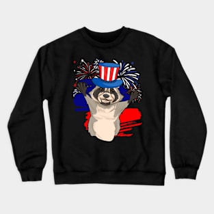 Patriotic American USA Raccoon Animal Lover 4th Of July Crewneck Sweatshirt